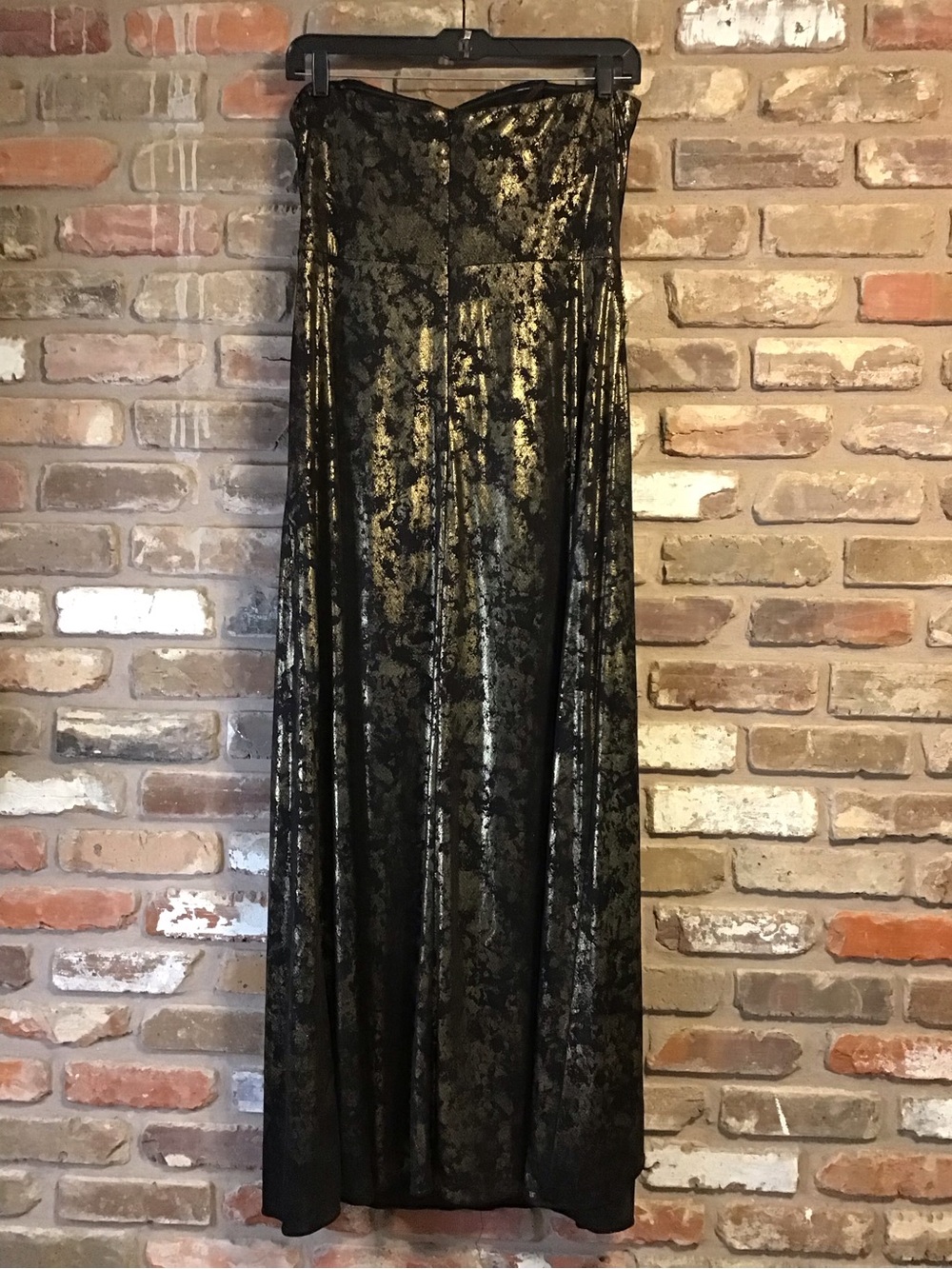 CACHET Women's Strapless Black & Gold Marble Metallic Evening Gown 16 - Picture 6 of 7